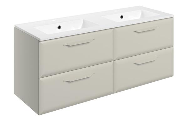 Stafford 1210mm Wall Hung 4 Drawer Basin Unit w/2TH Basin - Matt Latte